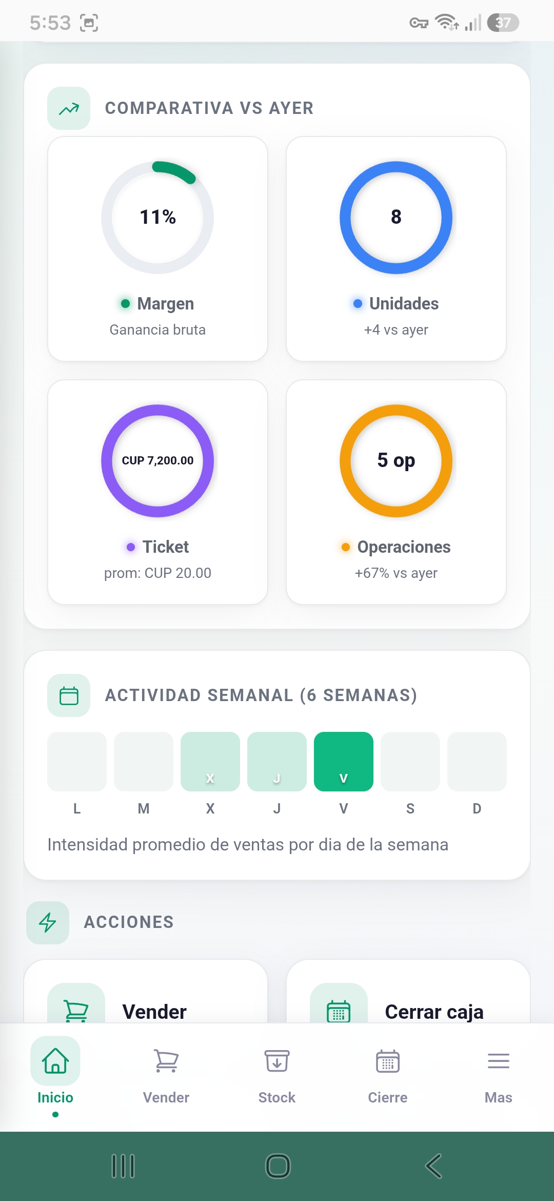 Tasas del día en Cuadre